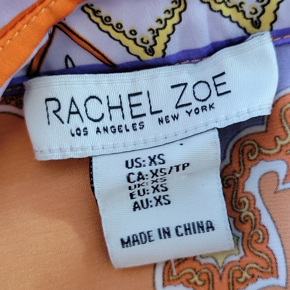 Rachel Zoe Button Down Collared Blouse Orange & P… - image 13